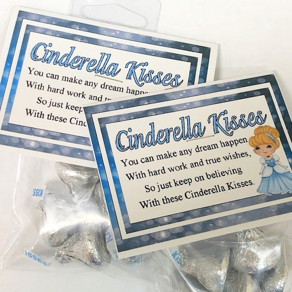 Cinderella Kisses Bag Topper Printable, Princess Birthday Party Favor, Bachelorette Bridal Shower Engagement party dessert treat