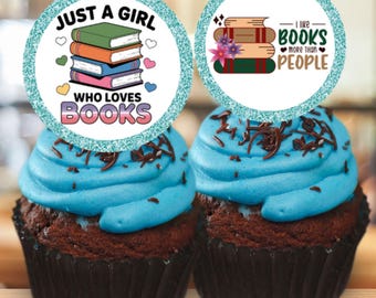 Buch Club druckbare, Cupcake Topper, Buch Party Zubehör, Buch Geburtstag, Bücherwurm Party, Bibliothek Nacht Dekor, Buch Cupcake Topper druckbare