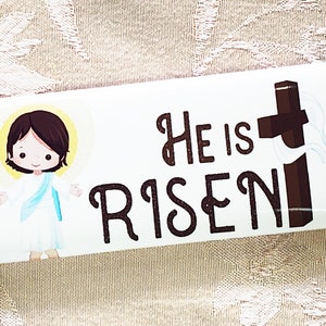 Il est Risen Christian Easter Candy Bar Wrapper Télécharger. Emballage de barre de chocolat de Pâques imprimable, carte de Pâques chrétienne, Pâques de Jésus-Christ,