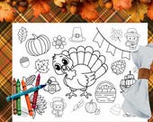 Thanksgiving Coloring Placemat for Kids | Printable Kids Table Activity | Thanksgiving Dinner Craft Page