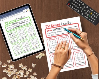 TV Series Tracker Digitial planner page for Notion planner, ipad planner, goodnote planner, printer, Episode tracker planner page printable