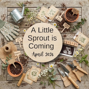 Gardening Baby Announcement Template, A Little Sprout Is Coming, Editable Canva Pregnancy Announcement for Social Media