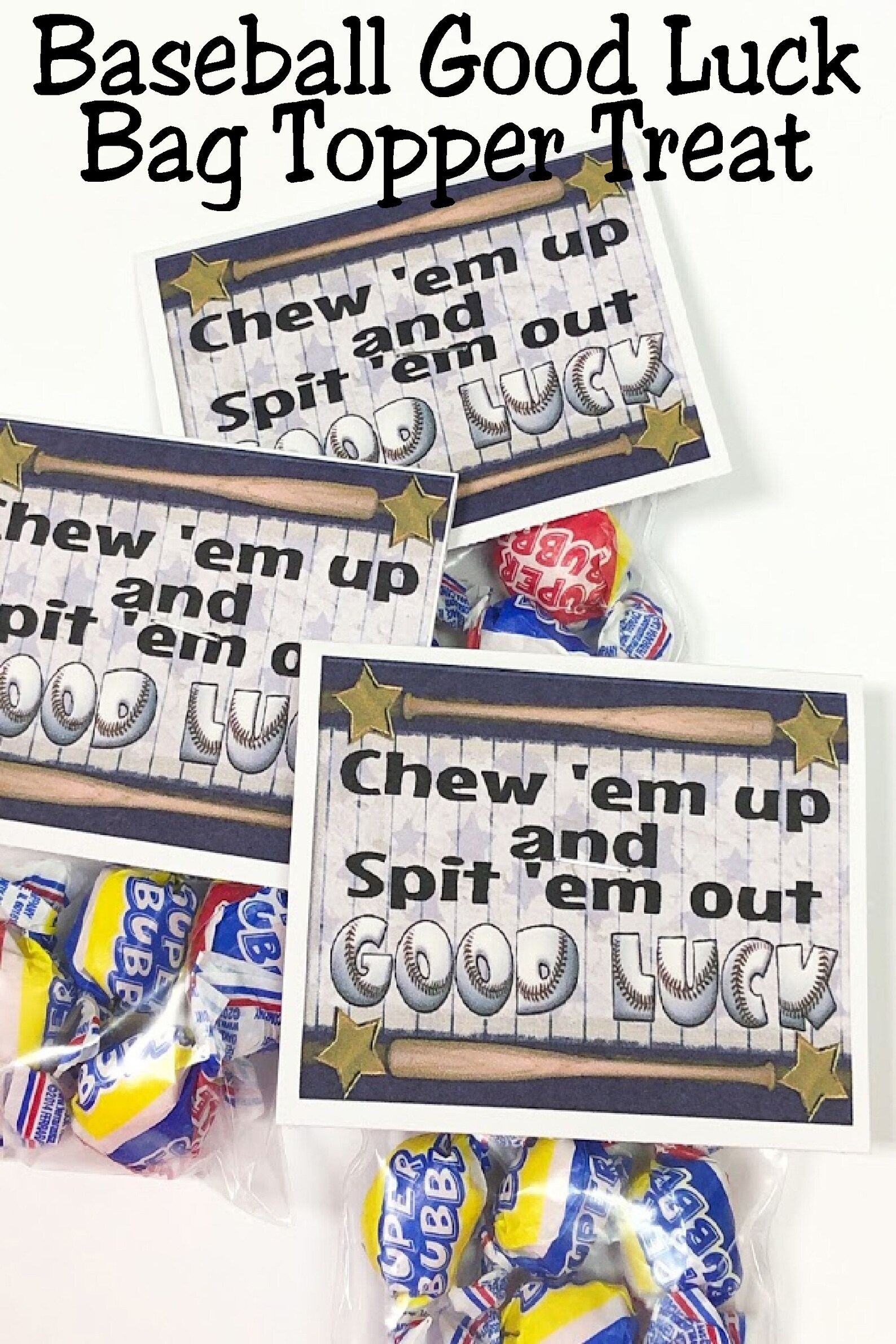 Chew 'em up Baseball Bag Topper Printable Team Treat, Booster Club Gift ...