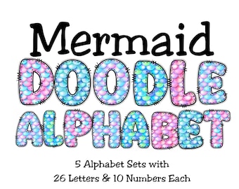 Mermaid Scales Alphabet Clip, Doodle letters png clip art alphabet, pastel alphabet scrapbooking alphabet bundle, mermaid doodle alphabets