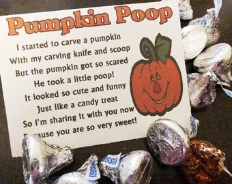Pumpkin Poop Printable Bag Topper, Halloween Bag Topper, School Treat, Treat Bag Topper, Halloween Party Favor, Halloween Treat Bag