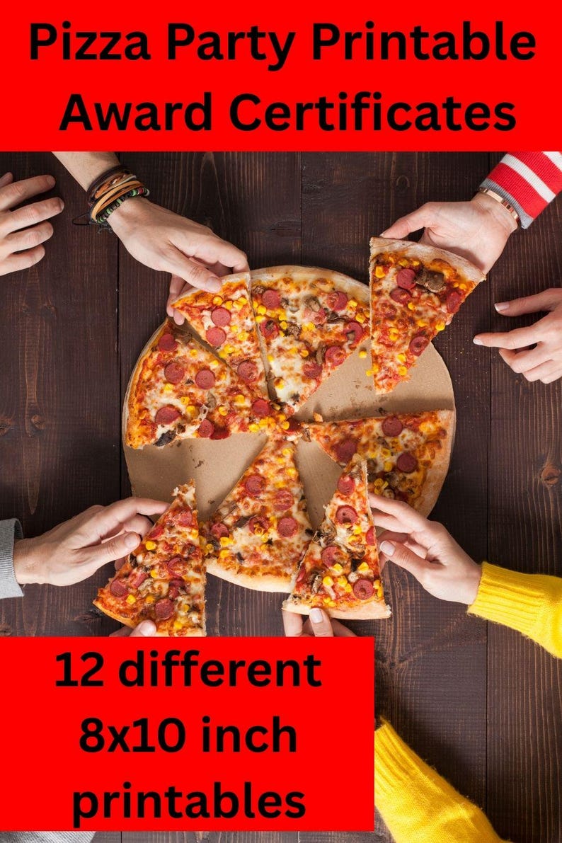 Pizza Party Raffle Pizza Party Printable Awards, Funny Pizza Making Party Certificates ...