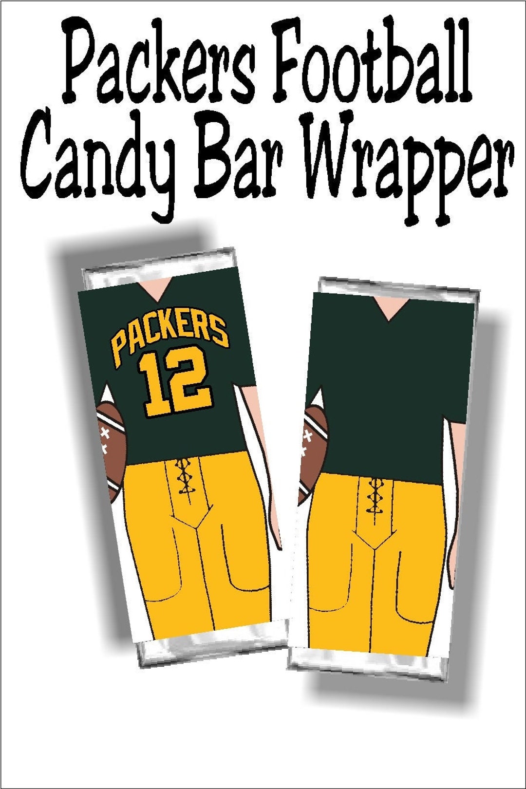 Packers Football Printable Candy Bar Wrapper, Football Party Favor, - Etsy