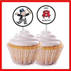 Monopoly Game Night Printable Cupcake Wrapper and Topper,  Game Date Night Dessert Printable, Board Game Party Treat