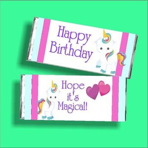 Unicorn Birthday Card Printable Candy Bar Wrapper, Girls Greeting Card, Unicorn Party Favor, Favors for Her