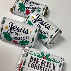 Jesus ist der Grund Mini Hershey Weihnachten Candy Bar Wrapper druckbare, christliche Sonntagsschulklasse Geschenk, Jesus Weihnachtssüßigkeit Download