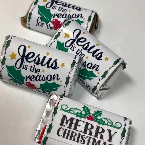 Jesus is the Reason Mini Hershey Christmas  Candy Bar Wrapper Printable, Christian Sunday School Class Gift, Jesus Christmas Candy Download