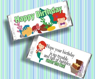 Little Mermaid Birthday Candy Bar Wrapper Printable