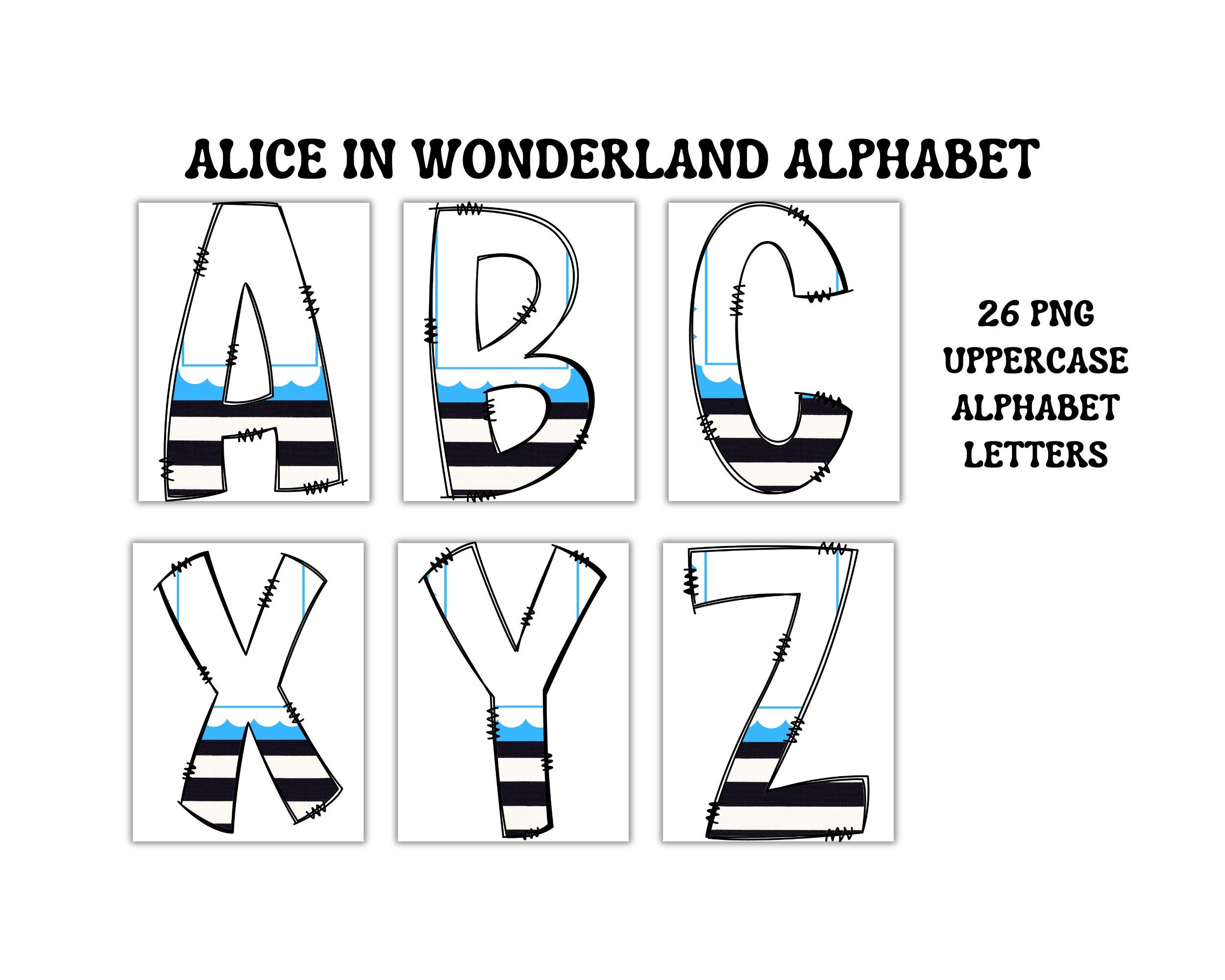 Alice in Wonderland Alphabet PNG Clipart Set of 6 Letters Onederland ...