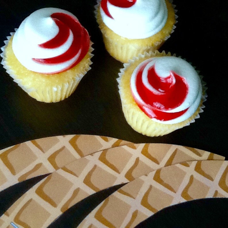 Ice Cream Waffle Cone Cupcake Wrapper Printable Etsy