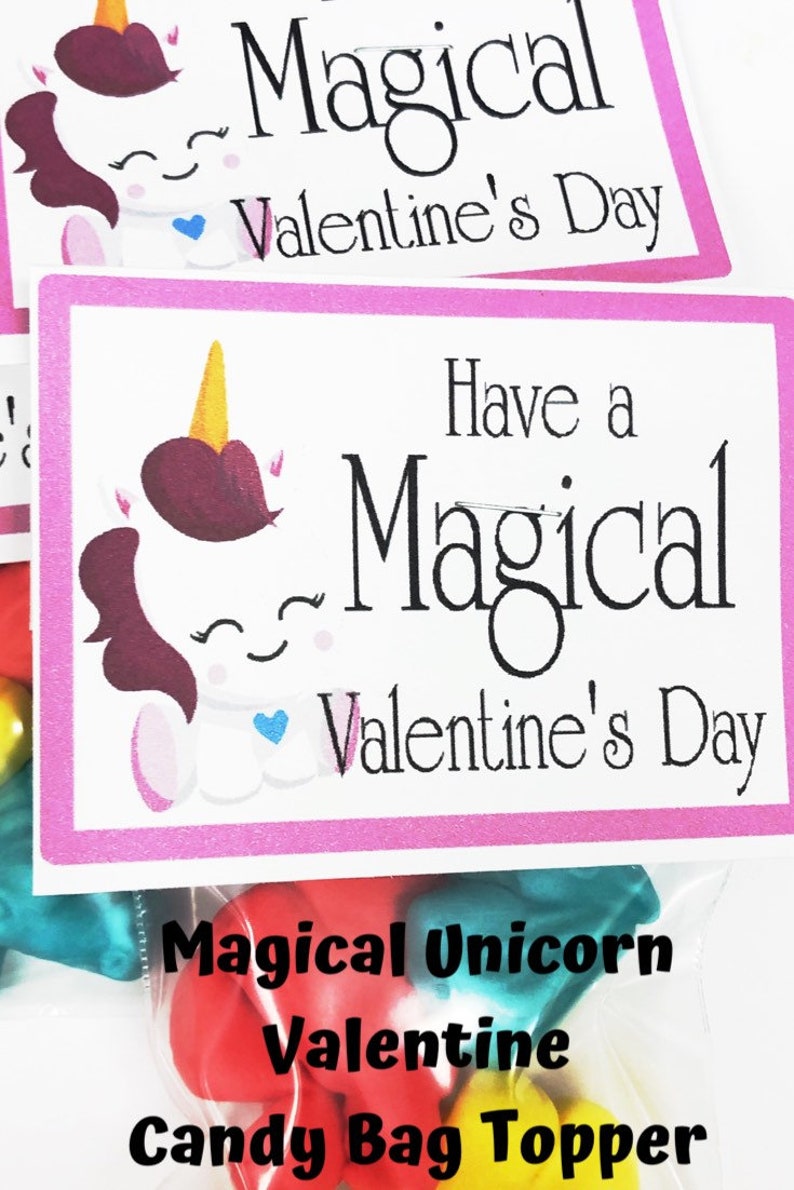 Unicorn Printable Printable Valentine Unicorn Valentine Magical Unicorn Valentine Bag Topper Printable Girls Classroom Valentine