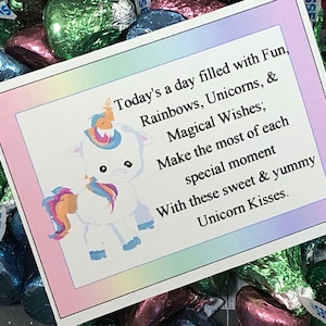 Einhorn Küsse Mitbringsel, druckbare Bag Topper, Geburtstags-Gastgeschenke, Sofort Download, Hershey Kiss