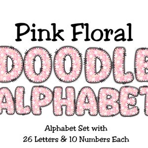 Roze bloemen alfabet clipart voor kinderkamer muur decor kamer lente ontwerp digitale download brieven voor uitnodiging babyshower kunst aan de muur 0413 22