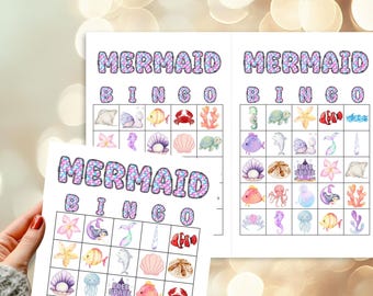 Mermaid Bingo Game Printable, Mermaid Party Game for Kids, Under the Sea Bingo, Birthday Party Activity, Instant Download