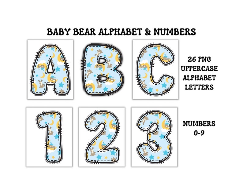 Baby Bear Alphabet Clip Art for Baby Shower We Can Bearly Wait Gender ...