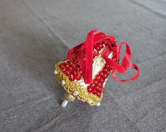 Vintage Red Bell Push Pin Ornament