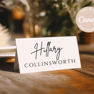 Place Card Template Canva | Place Card Template | Canva Template | Wedding Printable | Printable Name Cards | Table Name Tags | Name Card