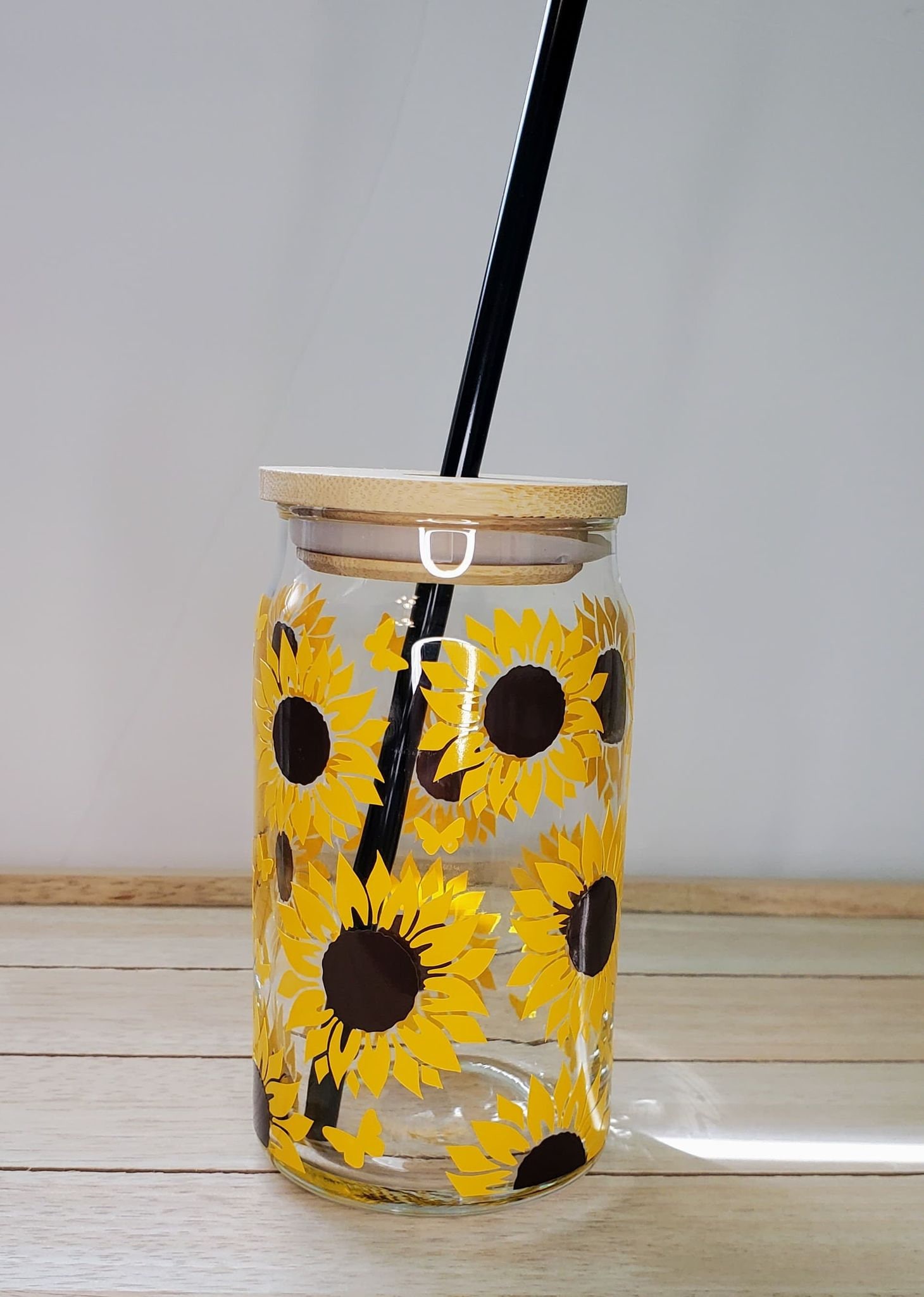 Rise N Shine Sunflower 16 OZ Glass Cup