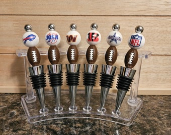 Beaded Winestoppers, Wine Cork, Wine Stopper Football Teams, Bottle Topper, Wine Gift, Wine Cork, Decorated Wine Gifts, Wine Drinker Gift