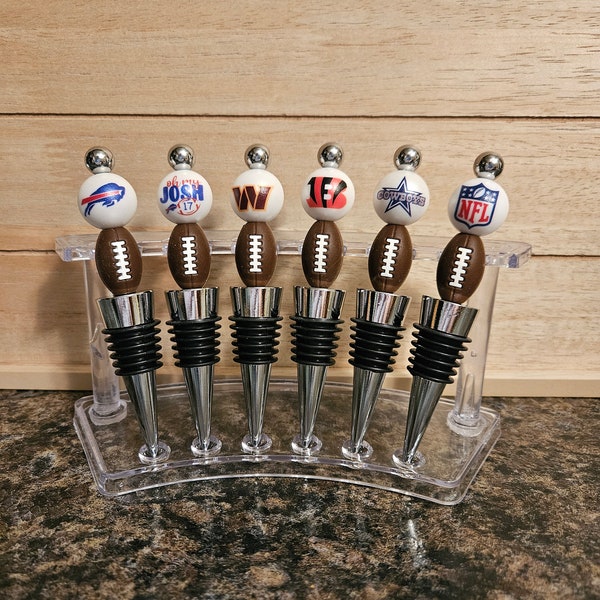 Beaded Winestoppers, Wine Cork, Wine Stopper Football Teams, Bottle Topper, Wine Gift, Wine Cork, Decorated Wine Gifts, Wine Drinker Gift