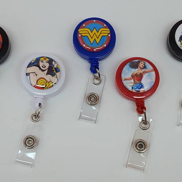 WW Badge reels, Wonder Woman badge reels, Wonder Woman ID Badge, superhero badge reel, comic hero badge reel, id badge holder, badge holder