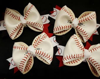 Real Baseball Hair Bows - Baseball Season - Toddler Baseball Hairbow - Adult Baseball Hairbow - Baseball Barrette - Infant Baseball Hairbow