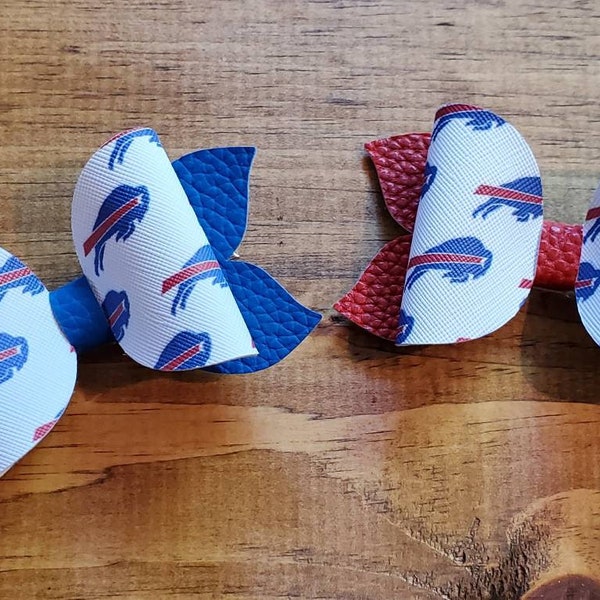 Football bow, Super Football Team hairbow, Champs hairclip, Red White Blue football hairbow, Buf Hairtie, AFC Champs