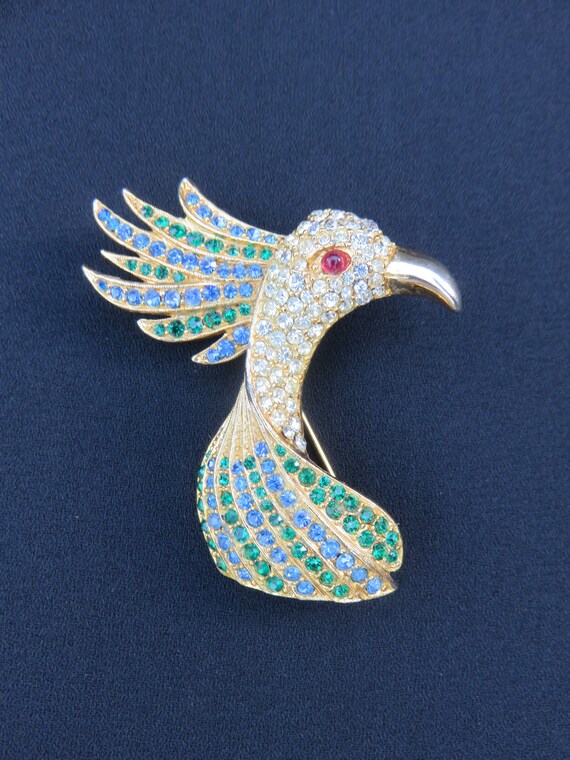 Peacock Cockatoo Bird Rhinestone Brooch