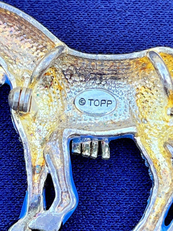 Topp Enamel Native American Horse Vintage Brooch … - image 2
