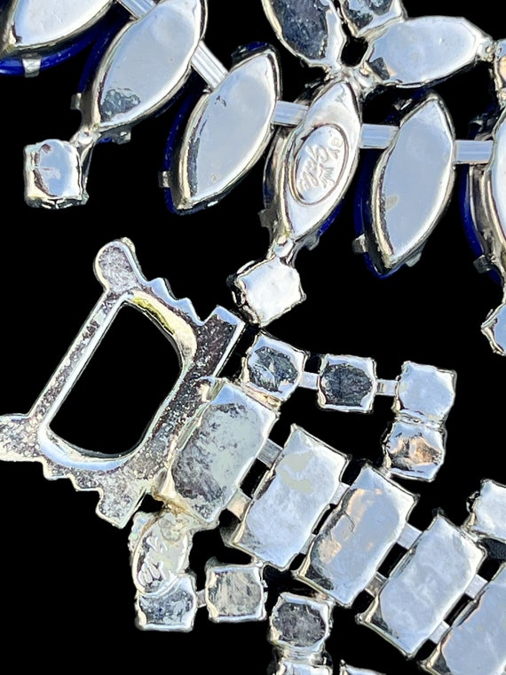 By Gale Navy Blue Glass Rhinestone Necklace Brace… - image 10