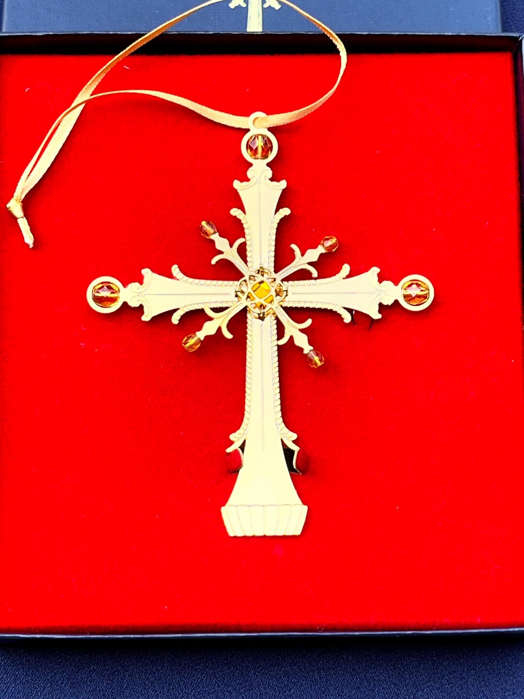 St Paul's Cathedral Cross Gold Tone Beaded Ornament 2002 Vintage Etsy