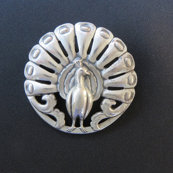 Peacock Sterling Coro Norseland Brooch
