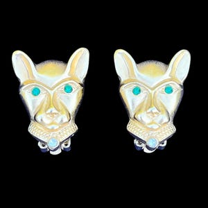 Jackie Collins Panther Cat Clip Earrings Vintage Rhinestone