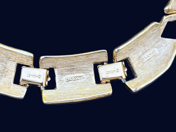 Monet White Enamel Modernist Open Work Choker Vin… - image 7