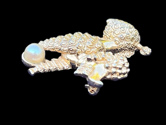 Boucher Poodle Faux Pearl Ball Vintage Brooch - image 4