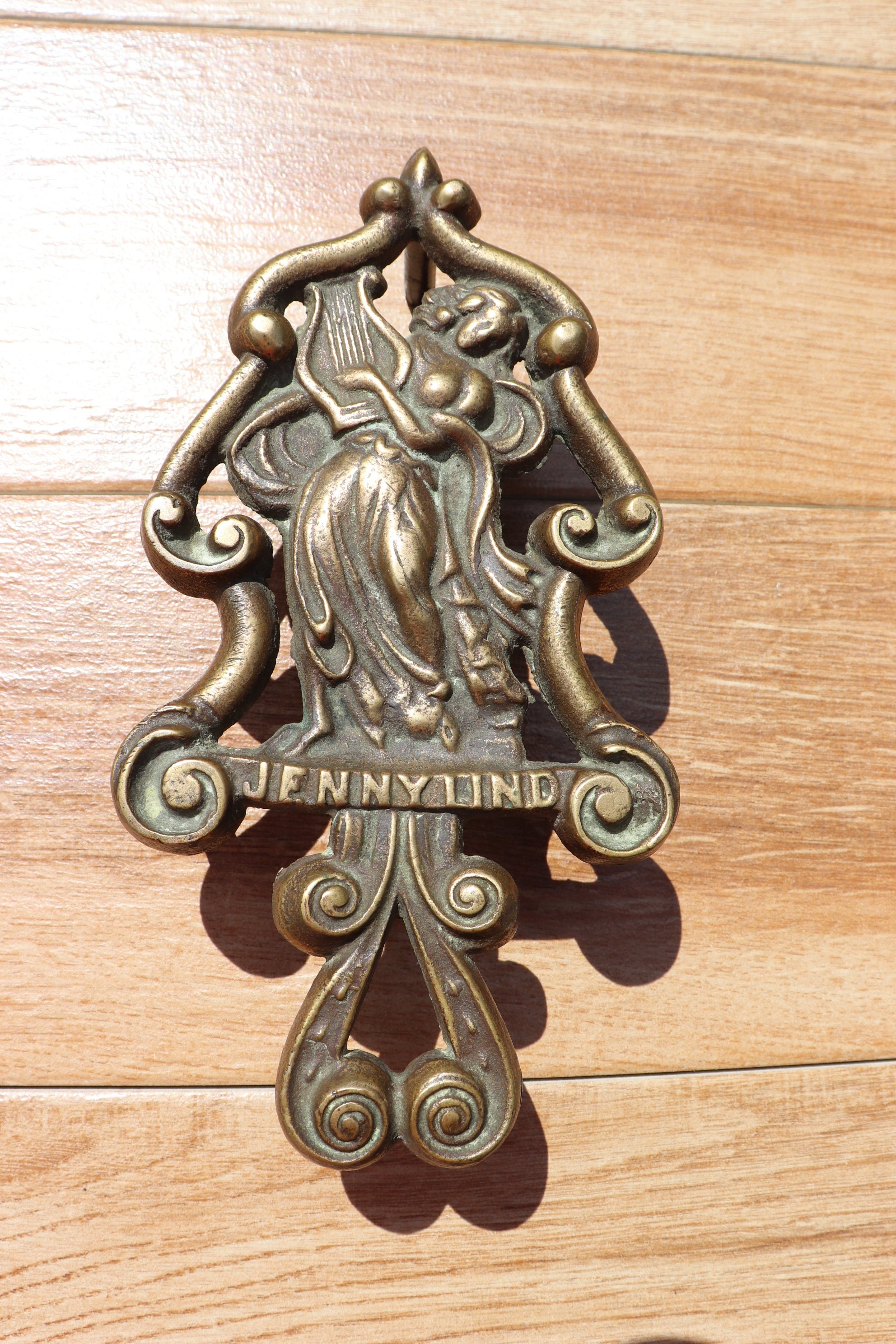 Jenny Lind Cast Brass Three Leg Trivet Woman Harp Etsy