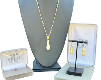 Nolan Miller Vienna Pearl Pendent Necklace Earrings Set