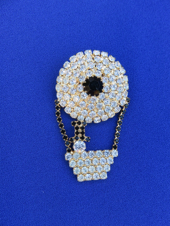 Hot Air Balloon Rhinestone Brooch