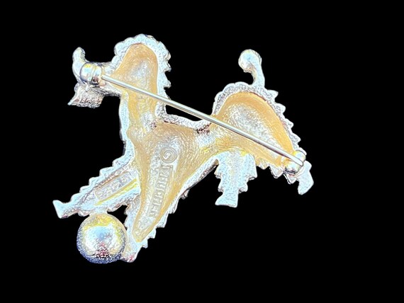 Boucher Poodle Faux Pearl Ball Vintage Brooch - image 3
