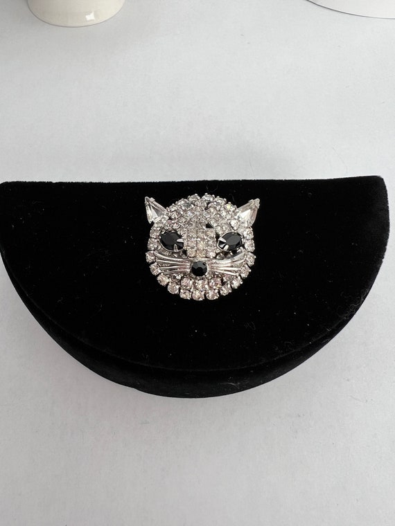 Diamond Rhinestone Cat Face Brooch