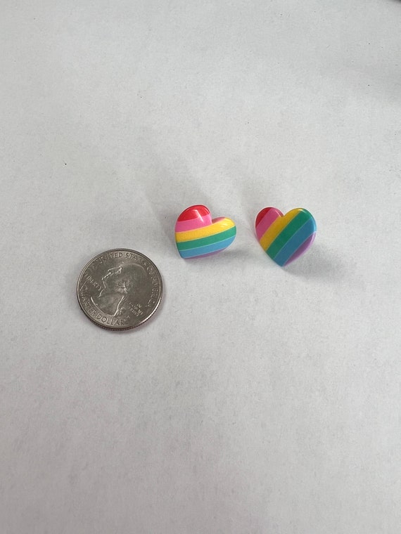 Rainbow Heart Stud Earrings - image 5