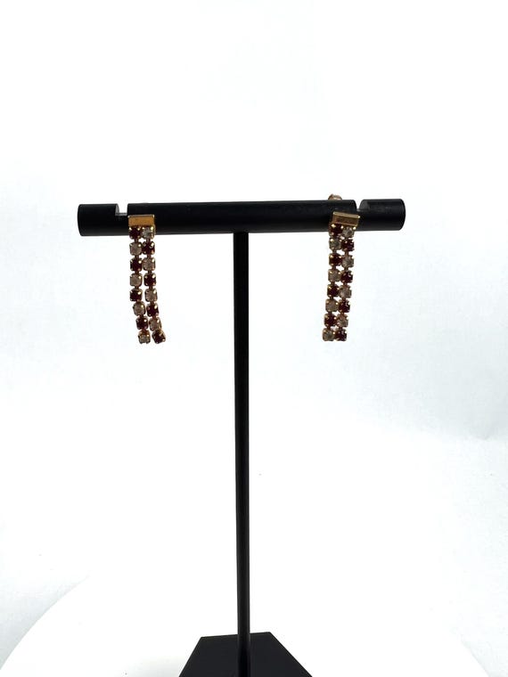 Avon Ruby and Diamond Rhinestone Dangle Earrings - image 2