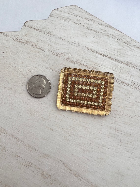 Linser Rectangle Rhinestone Brooch - image 4