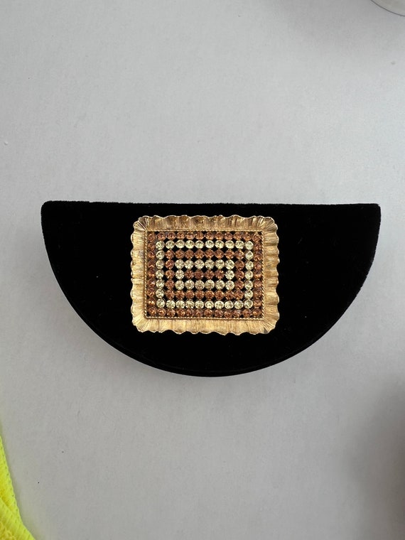 Linser Rectangle Rhinestone Brooch - image 1