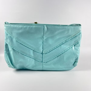 Vintage 1980s Bagland Mint Green Shoulder Bag Retro Vinyl Purse Classic Handbag Roomy Tote Pastel Crossbody Bag Soft Structured Purse