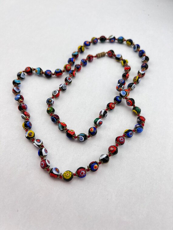 1960s Milifore Glass Beaded Necklace Italian Glass - image 4